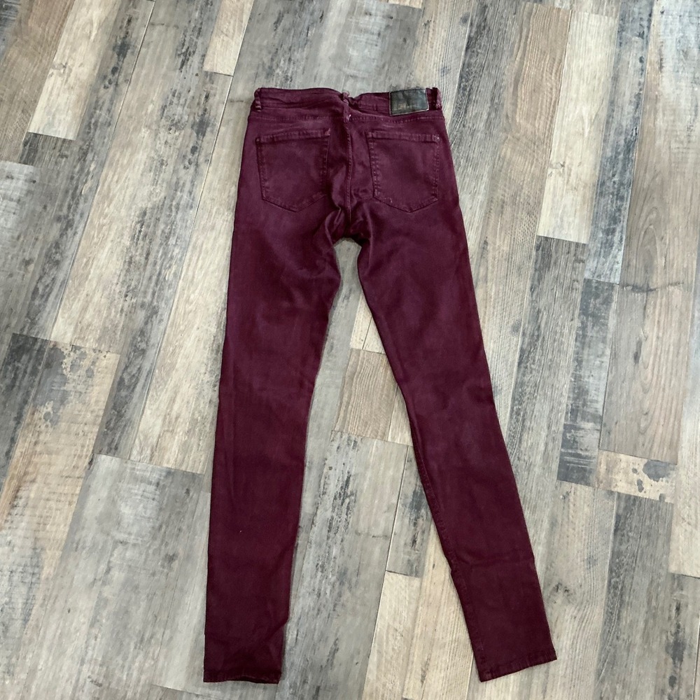 Zara Trafaluc Skinny Jeans Burgundy Wine Stretch Denim Statement Sz 6